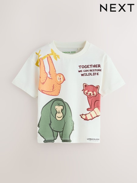 Ecru London Zoo Short Sleeve 100% Cotton T-Shirt (3mths-8yrs) (E30199) | £9 - £11