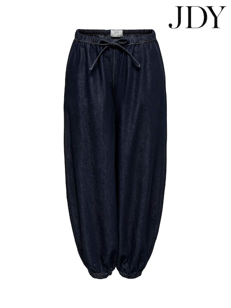 Blue - Jdy Rinse Denim Tie Waist Balloon Trousers