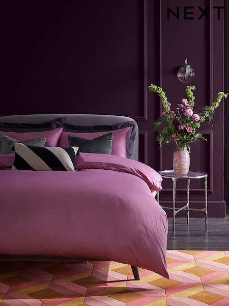 Orchid Pink 400 Thread Count 100% Egyptian Cotton Sateen Luxury Duvet Cover and Pillowcase Set (E30380) | £50 - £82
