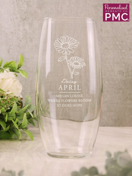Personalised April Birth Flower Bullet Vase by PMC (E30579) | £20