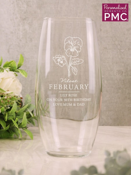 Personalised February Birth Flower Bullet Vase by PMC (E30590) | £20