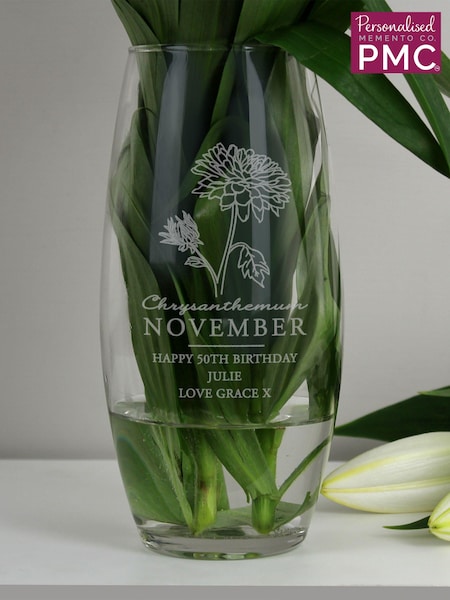 Personalised November Birth Flower Bullet Vase by PMC (E30594) | £20