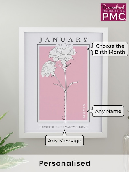 Personalised Birth Flower Framed Print by PMC (E30624) | £18