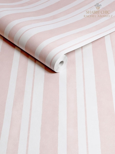 Shabby Chic by Rachel Ashwell® Pink Watercolour Stripe 10M Wallpaper (E30665) | £60