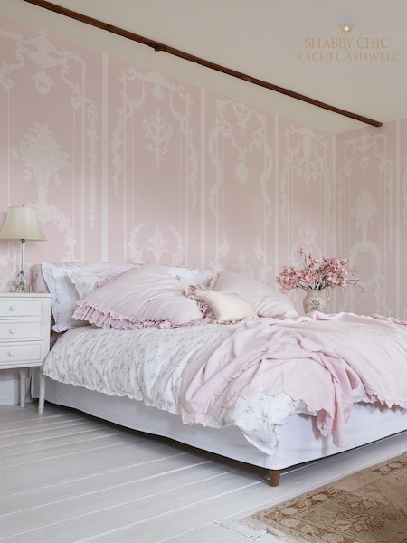 Shabby Chic Pink Panel Francaise Fixed Size 4M Mural (E30668) | £370