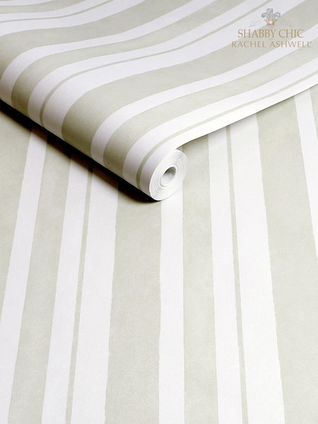 Shabby Chic by Rachel Ashwell® Green Watercolour Stripe 10M Wallpaper (E30678) | £60