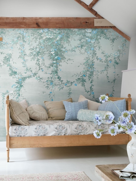 Shabby Chic Duck Egg Hanging Garden Fixed Size 4M Mural (E30679) | £370