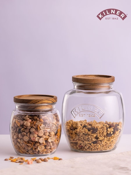 Kilner Clear 2.5L & 0.85L Universal Jars & Acacia Lid (E30702) | £22
