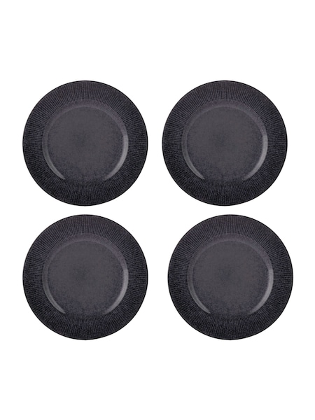 Mason Cash Black Reactive Linear Dinner 27cm Plates Set of 4 (E30725) | £24
