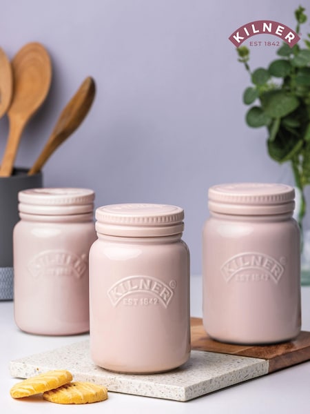 Kilner Dusty Pink Dusky Pink Storage Jars Set Of 3 (E30727) | £39