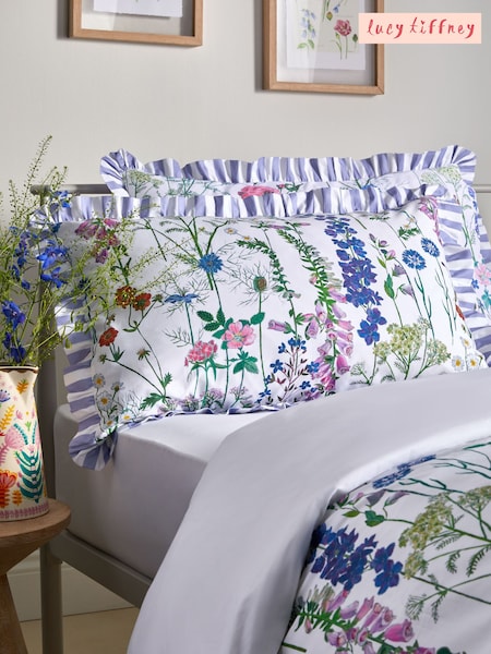 Lucy Tiffney Lilac Foxglove Ruffle 180 Thread Count Pillowcase Set of 2 (E30752) | £24