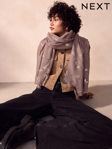 Rose Pink Butterfly Lightweight Scarf (E30773) | £11