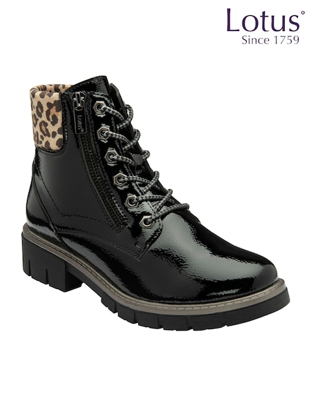 Lotus Black Ankle Boots (E30891) | £65