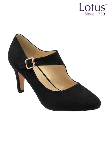 Lotus Black Denim Heeled Shoes (E30907) | £45