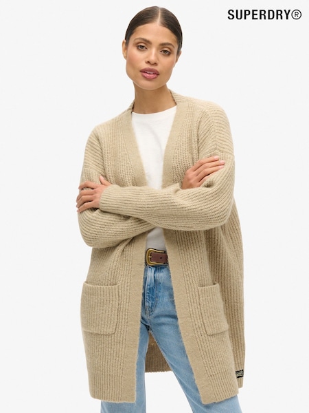 Superdry Fudge Brown Essential Long Knit Cardigan (E30924) | £60