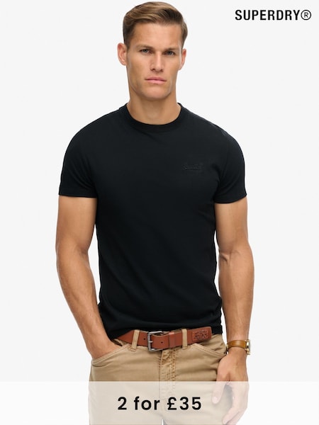 Superdry Black Essential Logo Embroidery T-Shirt (E30934) | £20