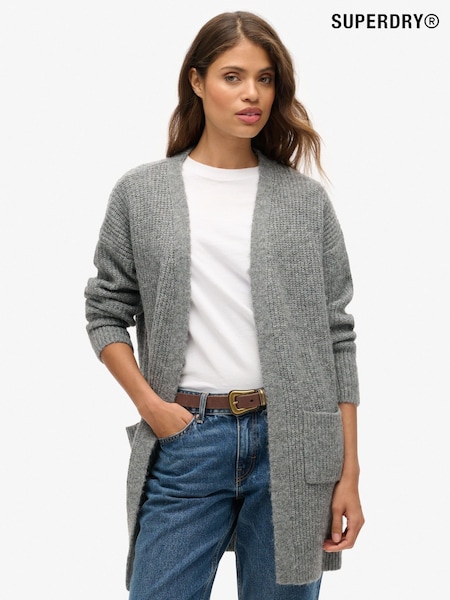 Superdry Charcoal Marl Essential Long Knit Cardigan (E30937) | £60