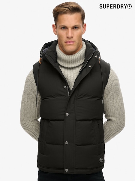 Superdry Jet Black Everest Hooded Puffer Gilet (E30941) | £95