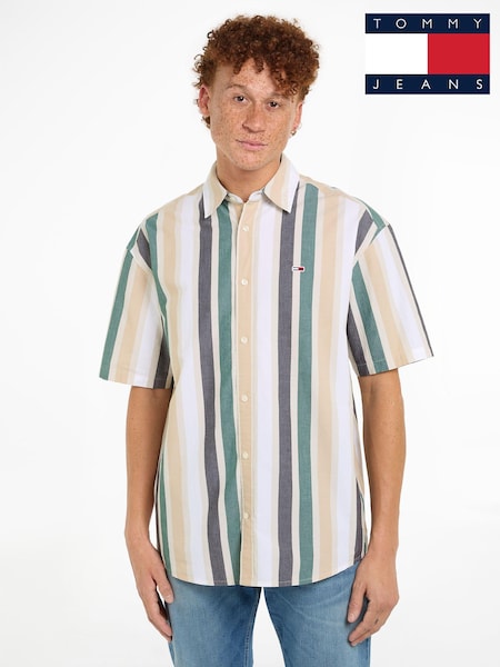 Tommy Jeans Green 100% Cotton Bold Stripes Shirt (E31440) | £60