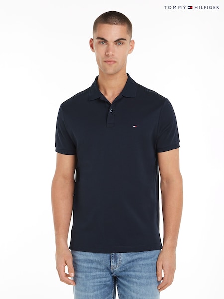 Tommy Hilfiger Blue Regular Fit Liquid 100% Cotton Essential Polo Shirt (E31860) | £85
