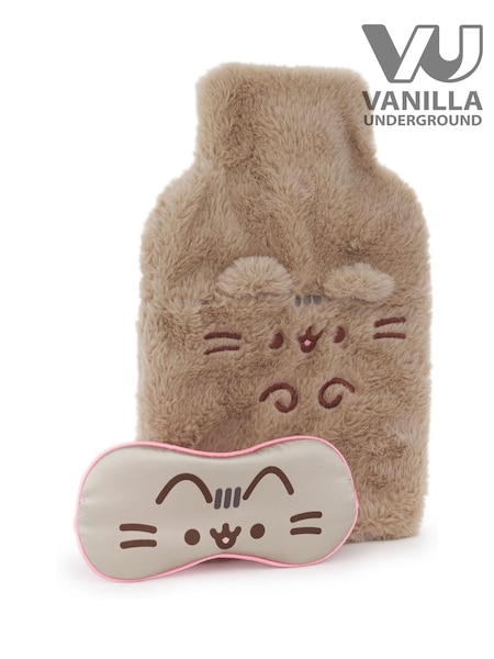 Vanilla Underground Brown Ladies Pusheen Fluffy Hot Water Bottle And Eye Mask Set (E31954) | £20