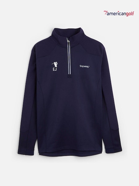 My American Golf Mens Blue Personalised Stromberg Textured Panel Midlayer Jumper (E32189) | £65