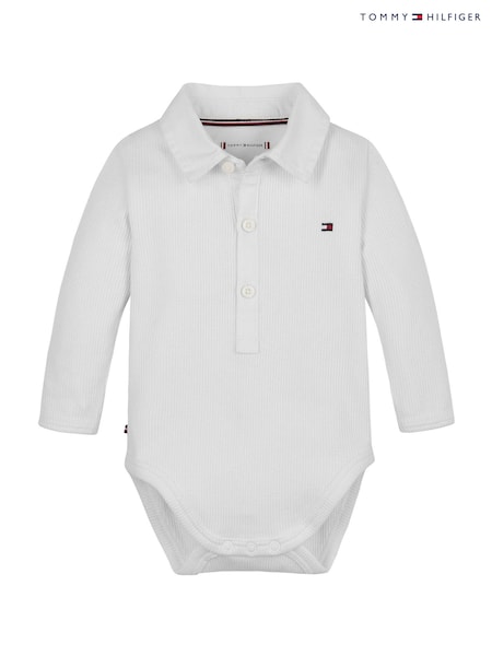 Tommy Hilfiger White Ribbed Bodysuit (E32410) | £33