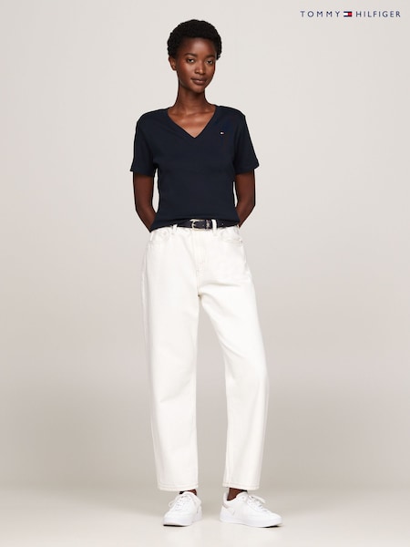 Tommy Hilfiger Natural Plain V-Neck 100% Cotton T-Shirt (E32429) | £45