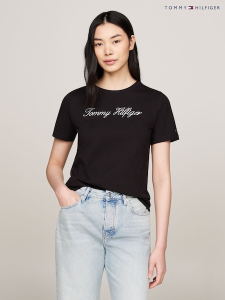 Tommy Hilfiger Black Script Regular Black T-Shirt (E32433) | £40