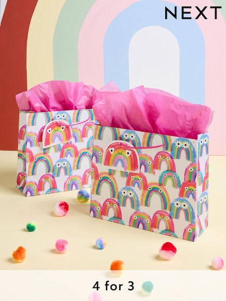 Set of 2 Bright Rainbows Medium Gift Bags (E32454) | £5