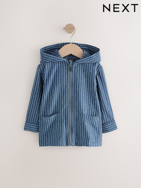 Blue Stripe Zip Through Hoodie (3mths-7yrs) (E32592) | £18 - £20