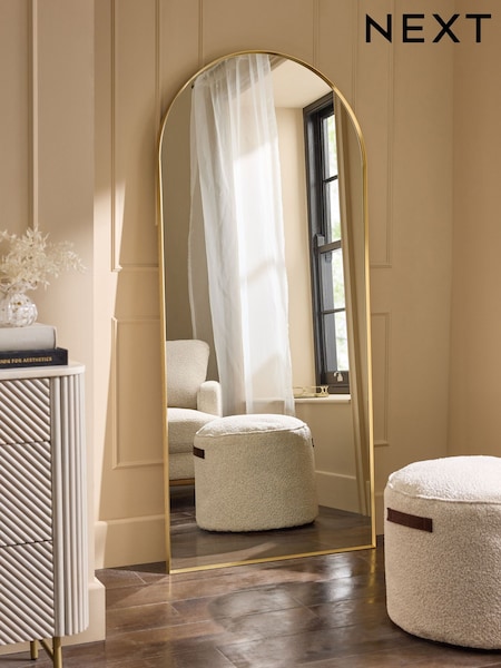 Gold Extra Large Metal Arch Full Length Leaner Mirror (E32784) | £165