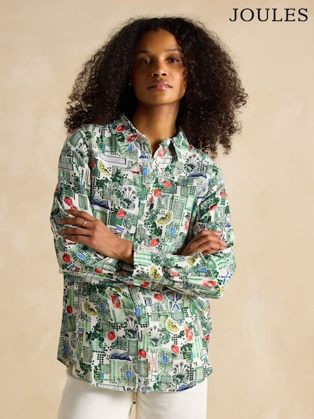 Joules Maeva Tennis Print Relaxed Fit 100% Linen Shirt (E32800) | £59