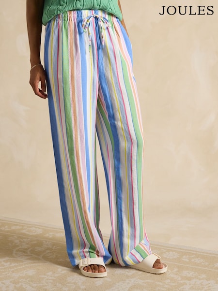 Joules Pull On Multi Stripe Trousers with Linen (E32953) | £64