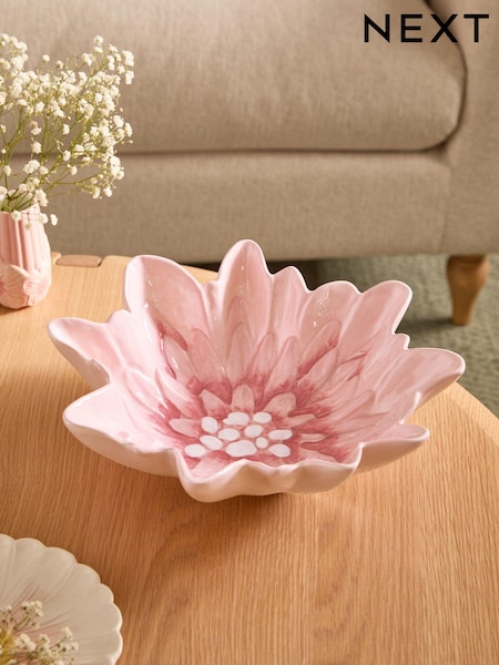 Pink Ceramic Flower Shape Fruit Bowl (E32956) | £30