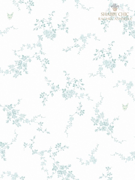 Shabby Chic by Rachel Ashwell® Duck Egg Butterflies A4 Wallpaper Sample (E33028) | £1