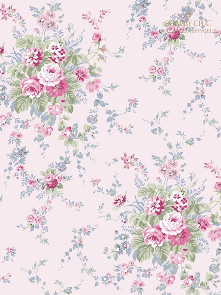 Shabby Chic by Rachel Ashwell® Pink Blue Garden Floral A4 Wallpaper Sample (E33029) | £1