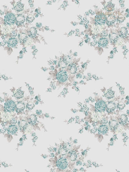 Shabby Chic by Rachel Ashwell® Teal Rose Blossom A4 Wallpaper Sample (E33054) | £1