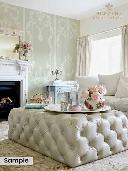 Shabby Chic by Rachel Ashwell® Sage Panel Francaise Fixed Size A4 Mural Sample (E33067) | £1