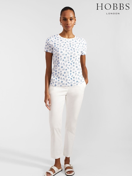Hobbs Blue 100% Cotton Pixie Printed T-Shirt (E33329) | £35