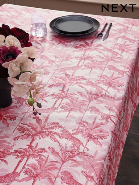 Pink Tiger Palm Wipe Clean Tablecloth (E33347) | £28