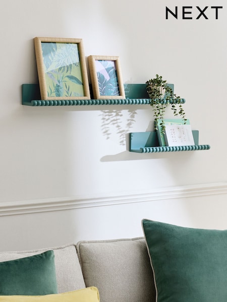 Teal Blue Bobbin Picture Wall Shelf (E33375) | £20 - £30