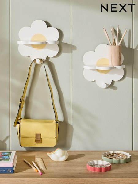 Set of 2 White Daisy Shelves (E33399) | £25