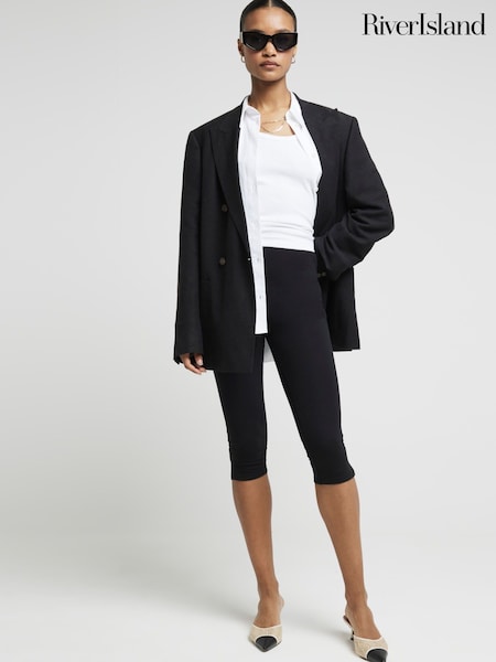 River Island Black High Rise 100% Cotton Capri Casual Trousers 2 Pack (E33457) | £36