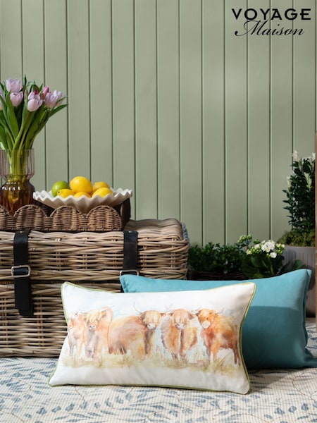 Voyage Maison Orange Highland Cattle Outdoor Cushion (E33802) | £19