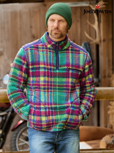 Purple - Regular Joe Browns Expedition Check Borg Funnel Fleeces