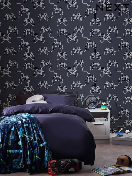 Blue Gamer Doodle 10M Wallpaper (E34293) | £36