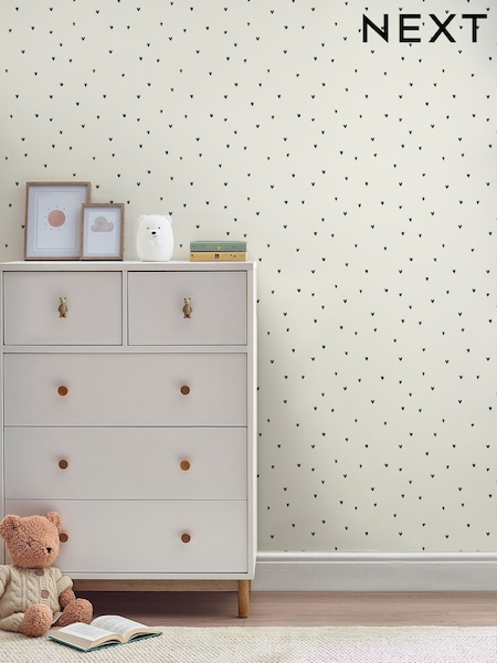 Black Ditsy Heart 10M Wallpaper (E34295) | £36
