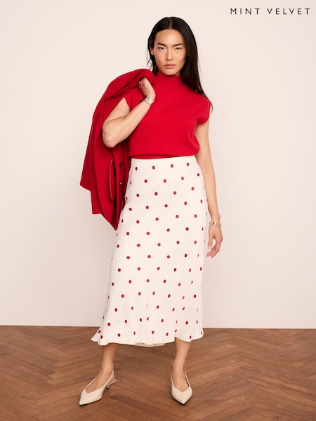 Red - Mint Velvet Satin Maxi Slip Skirt