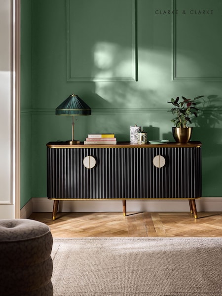 Clarke & Clarke Ribbed Black Mango Wood Calisto Large Sideboard (E34379) | £949